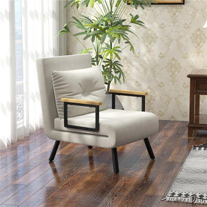 POLTRONA LETTO 3 IN 1 CON SCHIENALE RECLINABILE E CUSCINO IN TESSUTO EFFETTO VELLUTO 63X73X81 CM CREMA