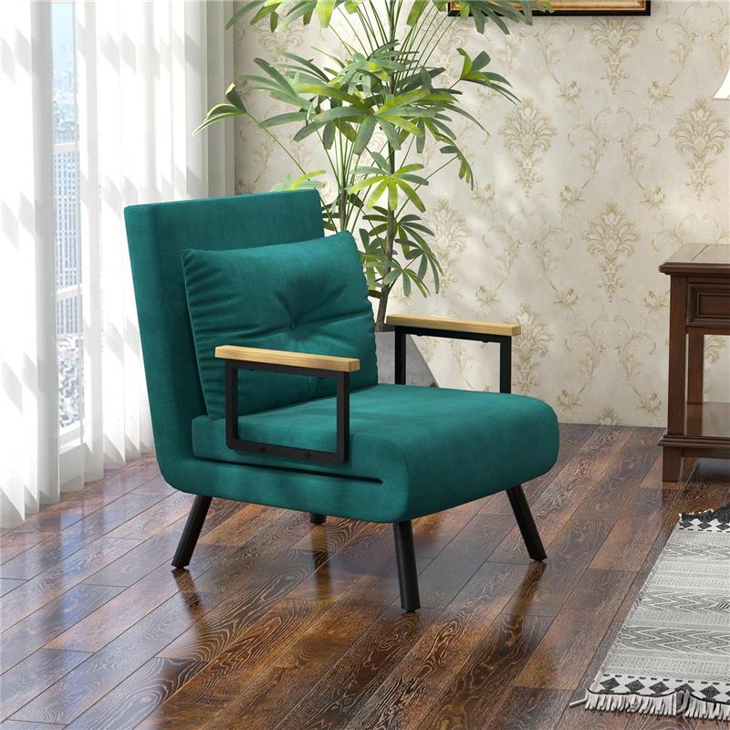 POLTRONA LETTO 3 IN 1 CON SCHIENALE RECLINABILE IN 5 POSIZIONI E CUSCINO 63X73X81 CM VERDE