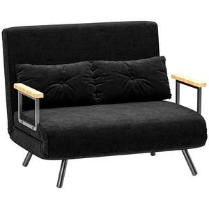 DIVANO LETTO 3 IN 1 IN TESSUTO EFFETTO VELLUTO CON SCHIENALE REGOLABILE E 2 CUSCINI 102X73X81 CM NERO