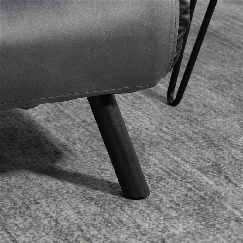 DIVANO LETTO 3 IN 1 IN TESSUTO EFFETTO VELLUTO CON SCHIENALE REGOLABILE E 2 CUSCINI M102X73X81 CM GRIGIO SCURO