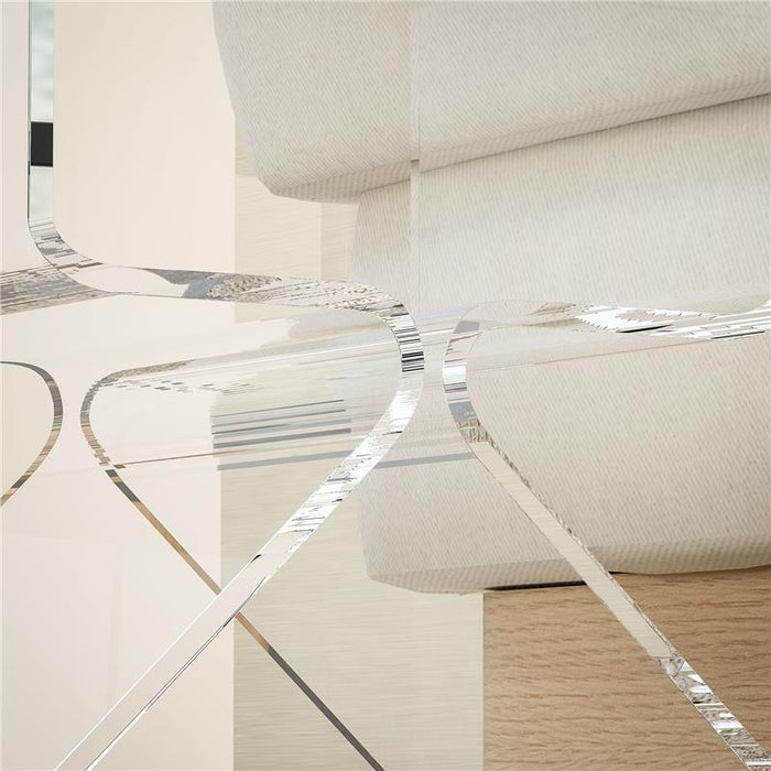 TAVOLINO BASSO GEOMETRICO A 2 LIVELLI  IN ACRILICO CON GAMBE TRIANGOLARI 40X30X45 CM TRASPARENTE