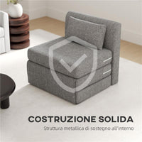 POLTRONA LETTO PIEGHEVOLE DA TERRA A 3 SEZIONI SALVASPAZIO IN TESSUTO 80X75X74 CM GRIGIO