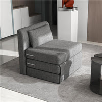 POLTRONA LETTO PIEGHEVOLE DA TERRA A 3 SEZIONI SALVASPAZIO IN TESSUTO 80X75X74 CM GRIGIO