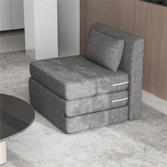 POLTRONA LETTO PIEGHEVOLE DA TERRA A 3 SEZIONI SALVASPAZIO IN TESSUTO 80X75X74 CM GRIGIO