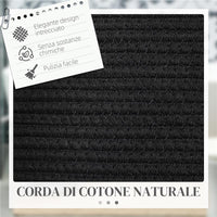 CESTO PORTABIANCHERIA DA 88L PORTATILE E PIEGHEVOLE CON MANICI IN COTONE NATURALE Ø 56X35.5 CM NERO
