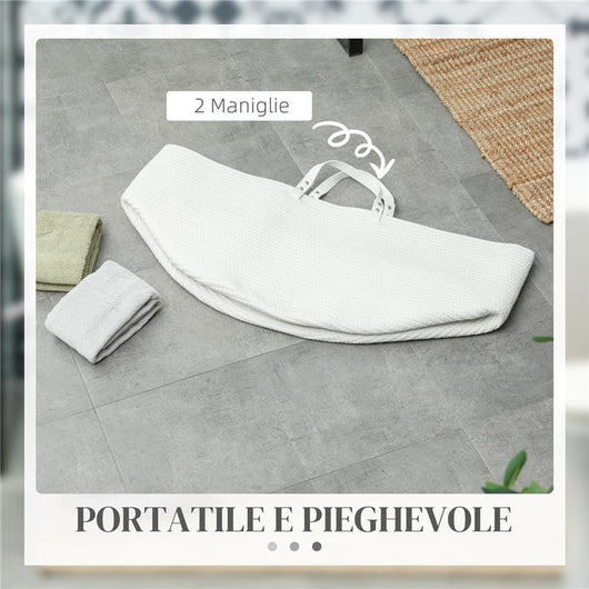 CESTO PORTABIANCHERIA DA 88L PORTATILE E PIEGHEVOLE CON MANICI IN COTONE NATURALE Ø 56X35.5 CM CREMA
