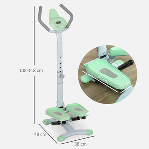 STEPPER CON MANUBRIO E GRADINO REGOLABILE E MONITOR LCD IN ACCIAIO E ABS 48X38X108-118 CM VERDE