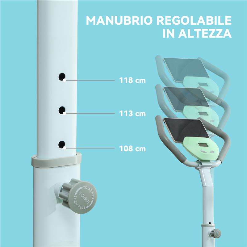 STEPPER CON MANUBRIO E GRADINO REGOLABILE E MONITOR LCD IN ACCIAIO E ABS 48X38X108-118 CM VERDE