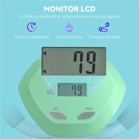 STEPPER CON MANUBRIO E GRADINO REGOLABILE E MONITOR LCD IN ACCIAIO E ABS 48X38X108-118 CM VERDE