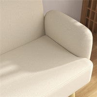 DIVANO 2 POSTI MODERNO EFFETTO VELLUTO CON IMBOTTITURA SPESSA 140X74X79 CM BIANCO CREMA