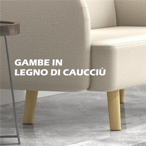 DIVANO 2 POSTI MODERNO EFFETTO VELLUTO CON IMBOTTITURA SPESSA 140X74X79 CM BIANCO CREMA