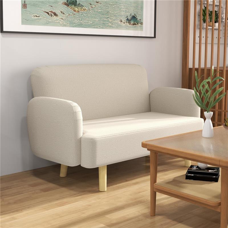 DIVANO 2 POSTI MODERNO EFFETTO VELLUTO CON IMBOTTITURA SPESSA 140X74X79 CM BIANCO CREMA
