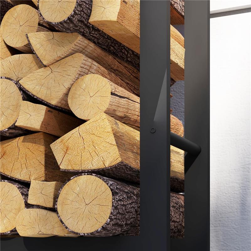 PORTALEGNA DA ESTERNO E INTERNO CON RUOTE LEGNAIA IN ACCIAIO CON CAPACITÀ 0.43M³ 120X32X151CM NERO