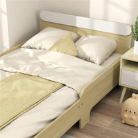 LETTO PER BAMBINI 3-10 ANNI BASSO CON SPONDE LATERALI ALTE IN LEGNO 194.8X103X60.5 CM BIANCO E COLOR LEGNO