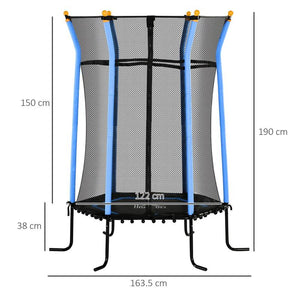 TAPPETO ELASTICO PER BAMBINI CON INGRESSO A CERNIERA E PALI IMBOTTITI IN ACCIAIO PP E EPE Ø 163.5X190 CM AZZURRO