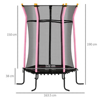 TAPPETO ELASTICO PER BAMBINI CON INGRESSO A CERNIERA E PALI IMBOTTITI IN ACCIAIO PP E EPE Ø 163.5X190 CM ROSA