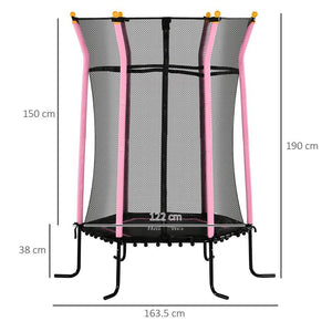 TAPPETO ELASTICO PER BAMBINI CON INGRESSO A CERNIERA E PALI IMBOTTITI IN ACCIAIO PP E EPE Ø 163.5X190 CM ROSA