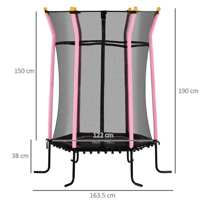 TAPPETO ELASTICO PER BAMBINI CON INGRESSO A CERNIERA E PALI IMBOTTITI IN ACCIAIO PP E EPE Ø 163.5X190 CM ROSA