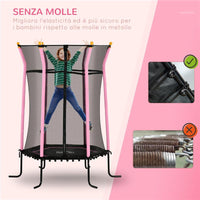 TAPPETO ELASTICO PER BAMBINI CON INGRESSO A CERNIERA E PALI IMBOTTITI IN ACCIAIO PP E EPE Ø 163.5X190 CM ROSA