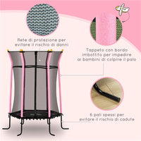 TAPPETO ELASTICO PER BAMBINI CON INGRESSO A CERNIERA E PALI IMBOTTITI IN ACCIAIO PP E EPE Ø 163.5X190 CM ROSA