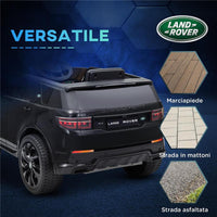 MACCHINA ELETTRICA PER BAMBINI A LICENZA LAND ROVER CON FARI CLACSON E CINTURA106X65.5X51 CM NERO