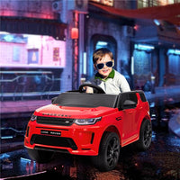 MACCHINA ELETTRICA PER BAMBINI A LICENZA LAND ROVER CON FARI CLACSON E CINTURA 106X65.5X51 CM ROSSO