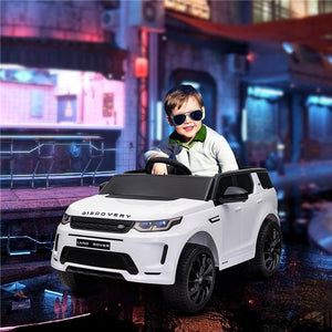 MACCHINA ELETTRICA PER BAMBINI A LICENZA LAND ROVER CON FARI CLACSON E CINTURA106X65.5X51 CM BIANCO