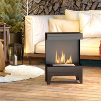 CAMINO A BIOETANOLO AUTOPORTANTE CON BRUCIATORE DA 0.9L E DURATA 3.3 ORE 38X22X54 CM NERO