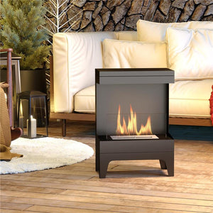 CAMINO A BIOETANOLO AUTOPORTANTE CON BRUCIATORE DA 0.9L E DURATA 3.3 ORE 38X22X54 CM NERO