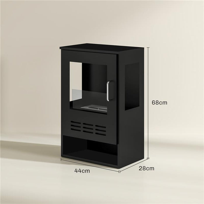 CAMINO A BIOETANOLO AUTOPORTANTE CON BRUCIATORE DA 0.9L E DURATA 3.3 ORE 44X28X68 CM NERO