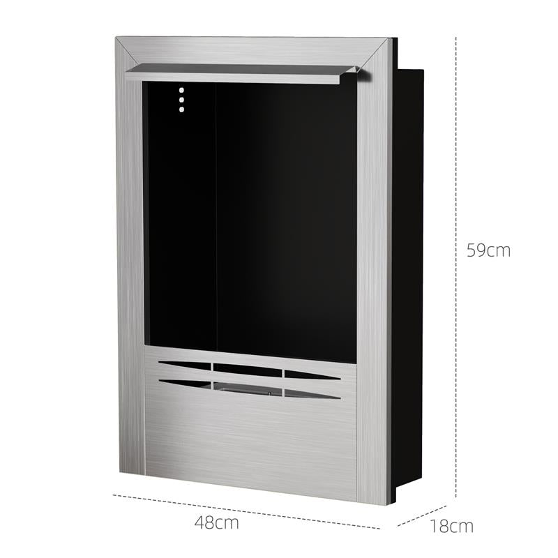 CAMINO A BIOETANOLO DA INCASSO IN ACCIAIO CAPACITÀ 0.9L E DURATA 3.3 ORE 48X18X59 CM ARGENTO