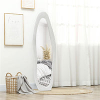 SPECCHIO A FIGURA INTERA CON CORNICE ONDULATA IN VELLUTO SPECCHIO DA TERRA E DA PARETE 160X50 CM BIANCO