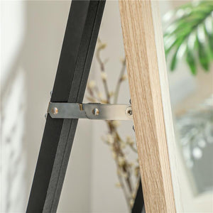 SPECCHIO MODERNO A FIGURA INTERA DA PARETE E AUTOPORTANTE 37X157 CM BIANCO E LEGNO