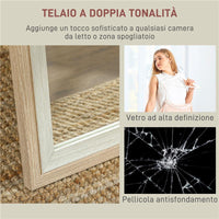 SPECCHIO MODERNO A FIGURA INTERA DA PARETE E AUTOPORTANTE 37X157 CM BIANCO E LEGNO