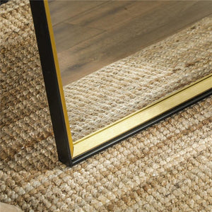 SPECCHIO A FIGURA INTERA CON SUPPORTO POSTERIORE E CORNICE IN LEGNO E VETRO 37X3X157 CM NERO E ORO