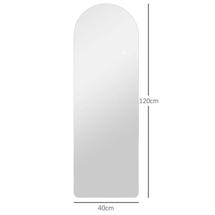SPECCHIO DA PARETE AD ARCO CON ILLUMINAZIONE LED REGOLABILE E CONTROLLO TOUCH IN VETRO TEMPERATO 40X3X120 CM