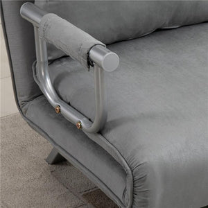 DIVANO LETTO SINGOLO IN FINTA PELLE CON SEDUTA REGOLABILE IN 5 POSIZIONI 105X80X78 CM GRIGIO CHIARO