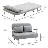 DIVANO LETTO SINGOLO IN FINTA PELLE CON SEDUTA REGOLABILE IN 5 POSIZIONI 105X80X78 CM GRIGIO CHIARO