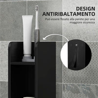 COLONNA BAGNO CON MENSOLE E ARMADIETTI MOBILE ALTO SALVASPAZIO IN LEGNO 15X17X120 CM NERO
