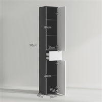 COLONNA BAGNO SALVASPAZIO IN LEGNO CON 2 ARMADIETTI E CASSETTO 30X28X180 CM NERO