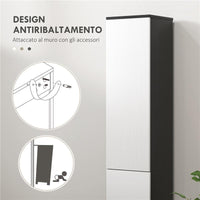 COLONNA BAGNO SALVASPAZIO IN LEGNO CON 2 ARMADIETTI E CASSETTO 30X28X180 CM NERO