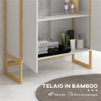 MOBILE SOTTOLAVABO BAGNO CON 2 ANTE A PRESSIONE IN BAMBÙ E MDF CON INTAGLIO A U 70X33X79.5 CM BIANCO