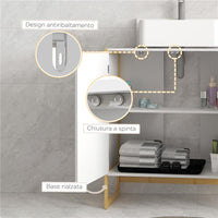 MOBILE SOTTOLAVABO BAGNO CON 2 ANTE A PRESSIONE IN BAMBÙ E MDF CON INTAGLIO A U 70X33X79.5 CM BIANCO
