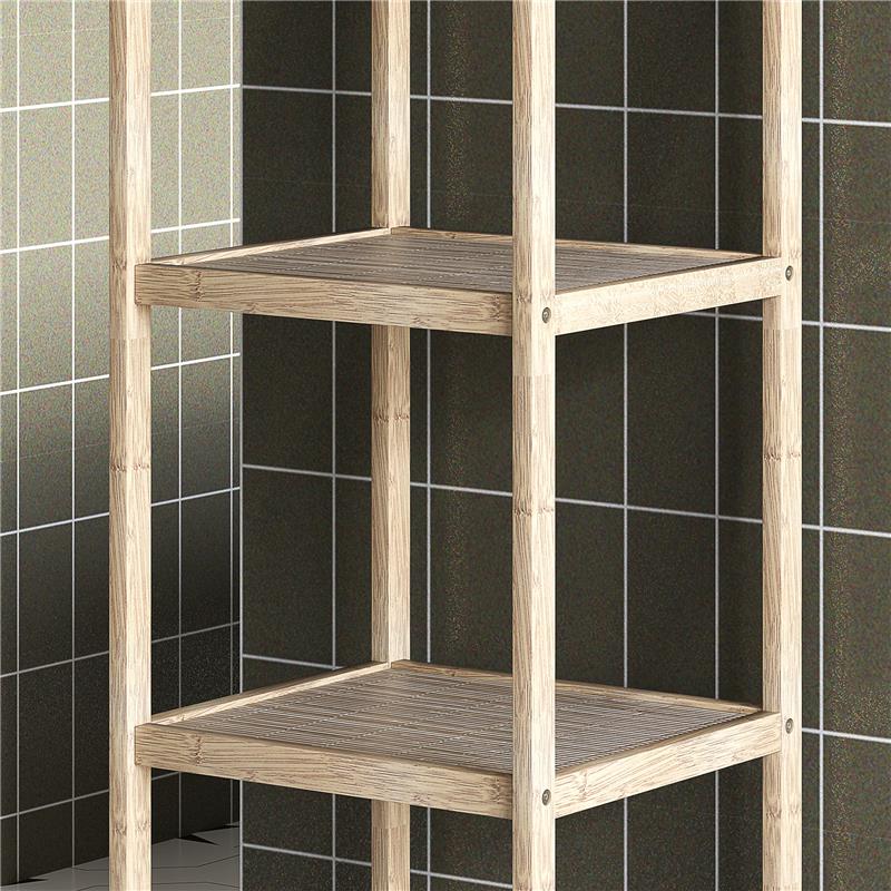 MOBILE BAGNO MODERNO A 4 LIVELLI ANTIRIBALTAMENTO IN BAMBÙ 33X31X110 CM COLOR LEGNO