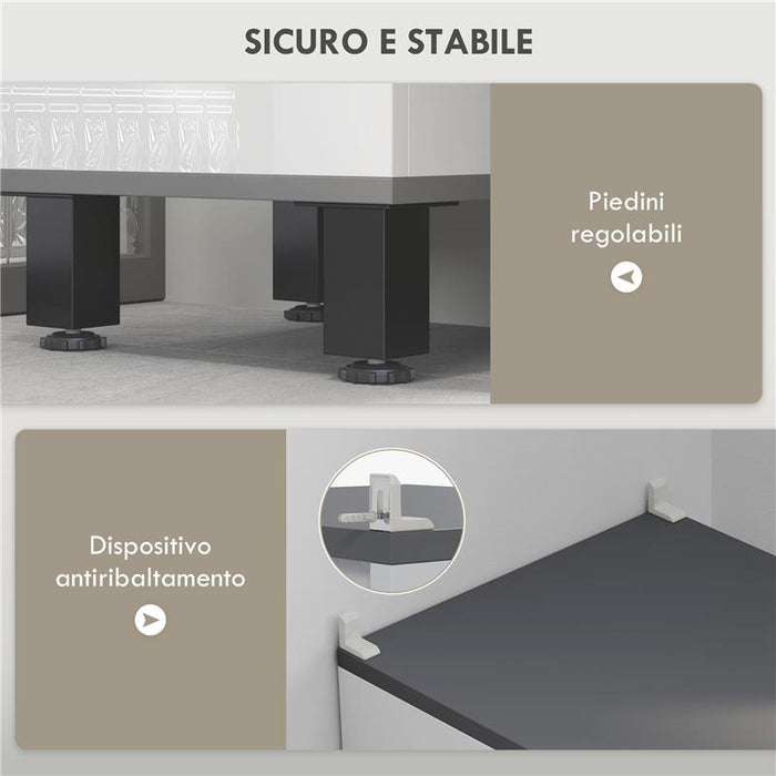 MOBILE COLONNA BAGNO CON 2 ARMADIETTI CON RIPIANI REGOLABILI E CASSETTO 34X32X190 CM BIANCO