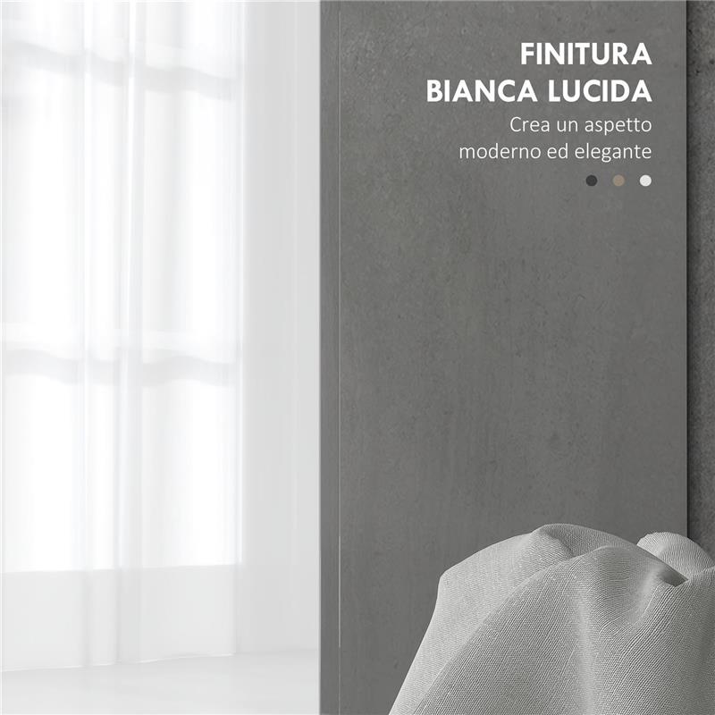 MOBILE SOTTOLAVABO BAGNO CON ARMADIETTO 2 ANTE E RIPIANO REGOLABILE 80X34X60 CM BIANCO LUCIDO