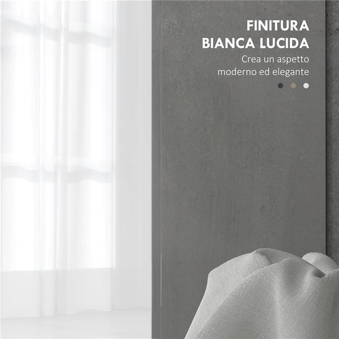 MOBILE SOTTOLAVABO BAGNO CON ARMADIETTO 2 ANTE E RIPIANO REGOLABILE 80X34X60 CM BIANCO LUCIDO