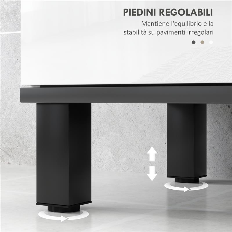 MOBILE SOTTOLAVABO BAGNO CON ARMADIETTO 2 ANTE E RIPIANO REGOLABILE 80X34X60 CM BIANCO LUCIDO