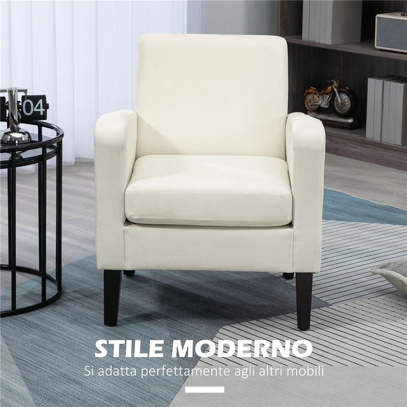 POLTRONCINA DA CAMERA MODERNA IN TESSUTO CON BRACCIOLI 66X72X74 CM CREMA
