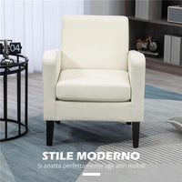 POLTRONCINA DA CAMERA MODERNA IN TESSUTO CON BRACCIOLI 66X72X74 CM CREMA